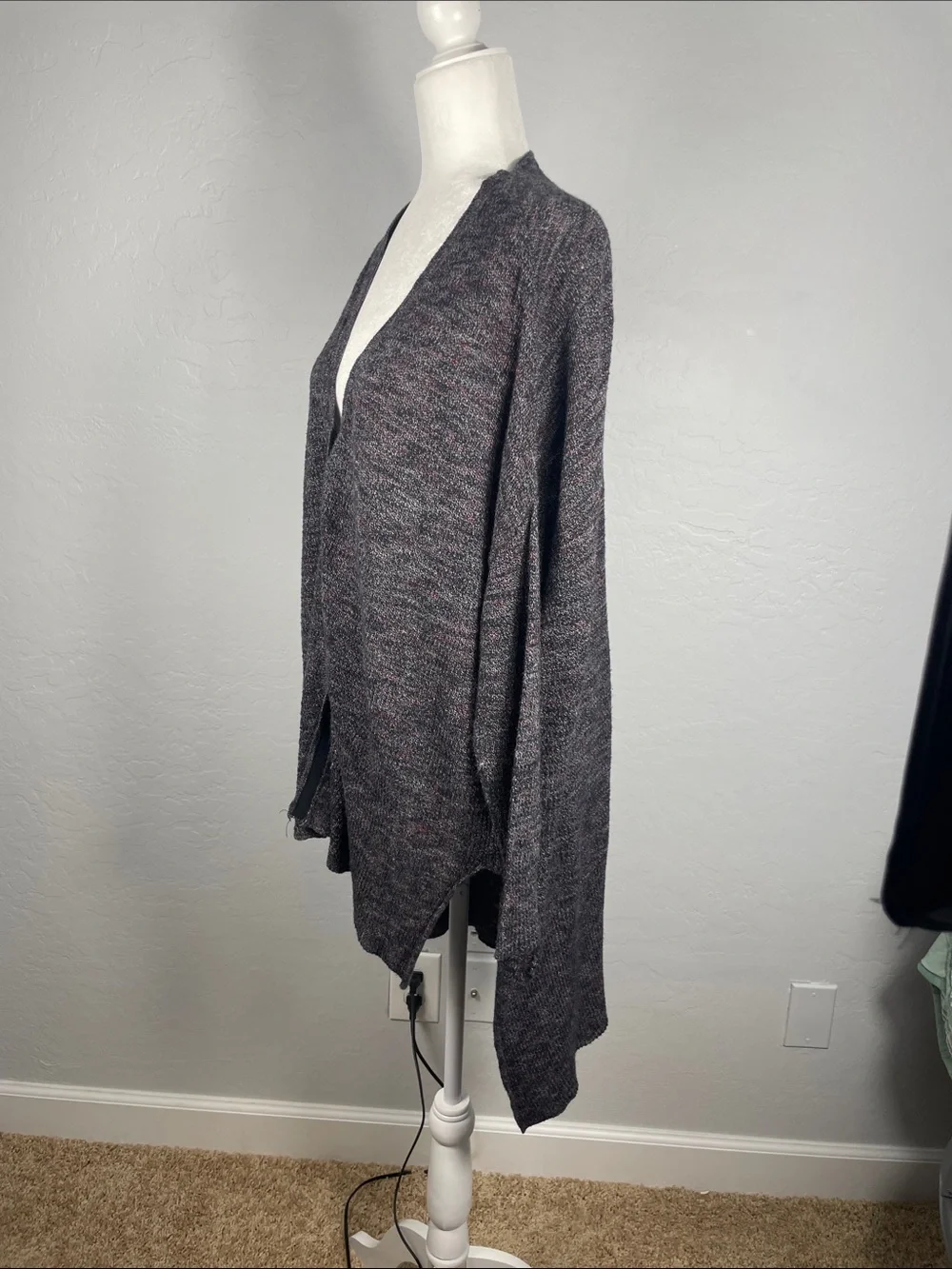 Free People TGIF High Low Marled Slouchy Oversized Snap Up Cardigan Size XS